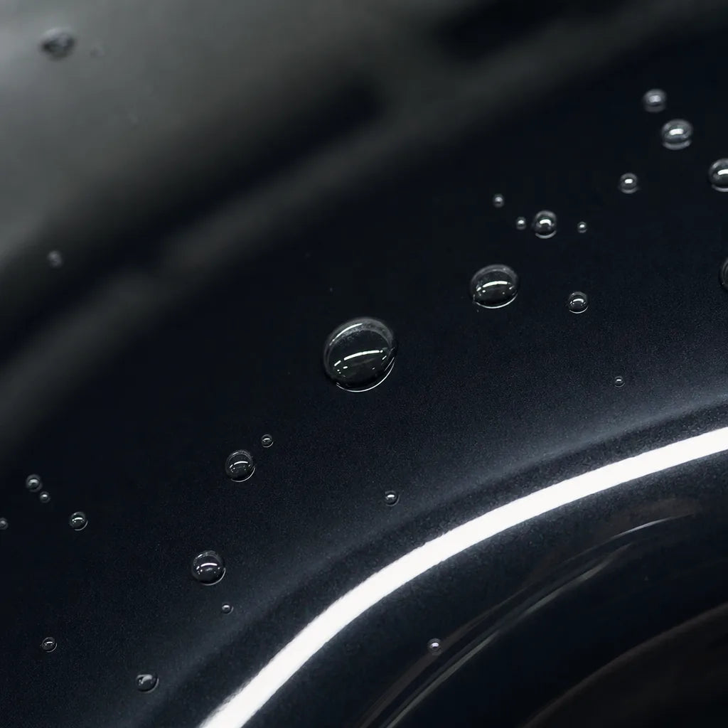 Close-up of Ultra Black gloss colored PPF surface texture | Veloro