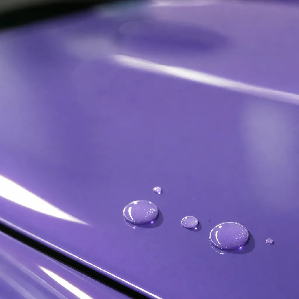 Close-up of Ultra Lavender Purple Color PPF gloss colored PPF surface texture | Veloro