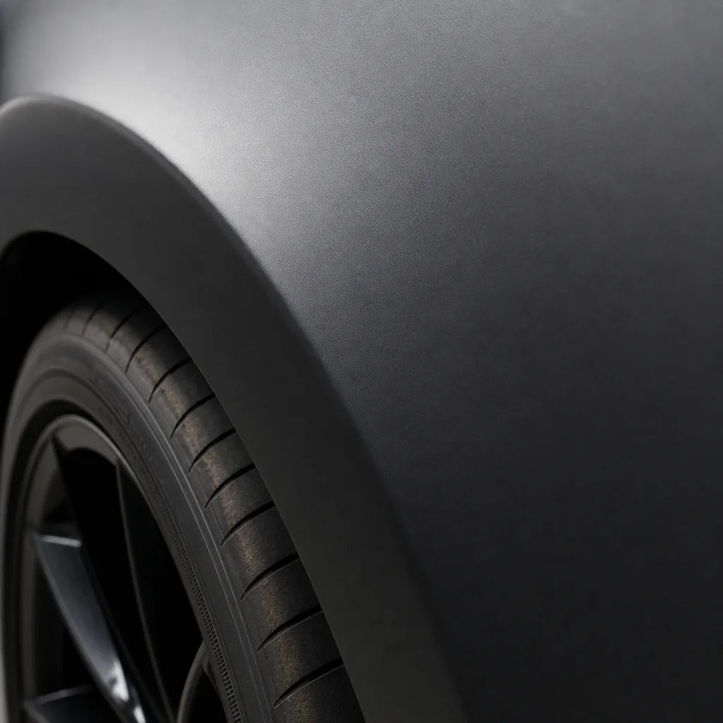 Close-up of Ultra Black matte colored PPF surface texture | Veloro