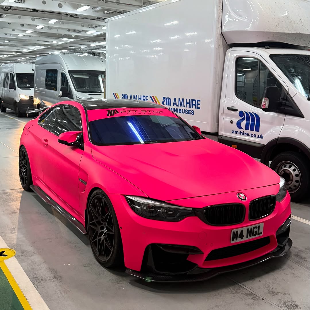 Ultimate Flat Fluorescent Pink Car Vinyl Wrap PET product image 5 - Veloro automotive vinyl wrap