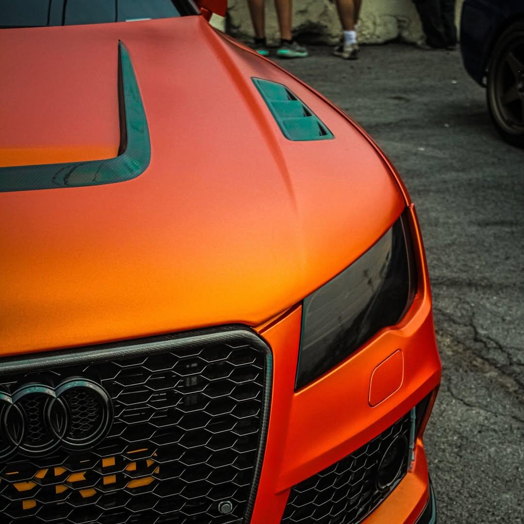 Ultimate Flat Matte Metallic Stunning Orange Car Vinyl Wrap PET product image 6 - Veloro matte vinyl wrap