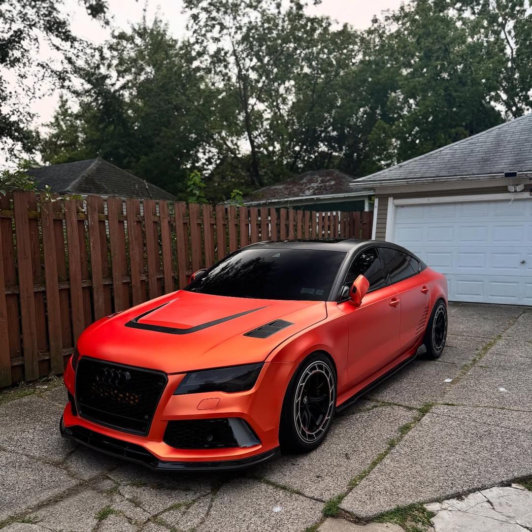 Ultimate Flat Matte Metallic Stunning Orange Car Vinyl Wrap PET product image 3 - Veloro matte vinyl wrap