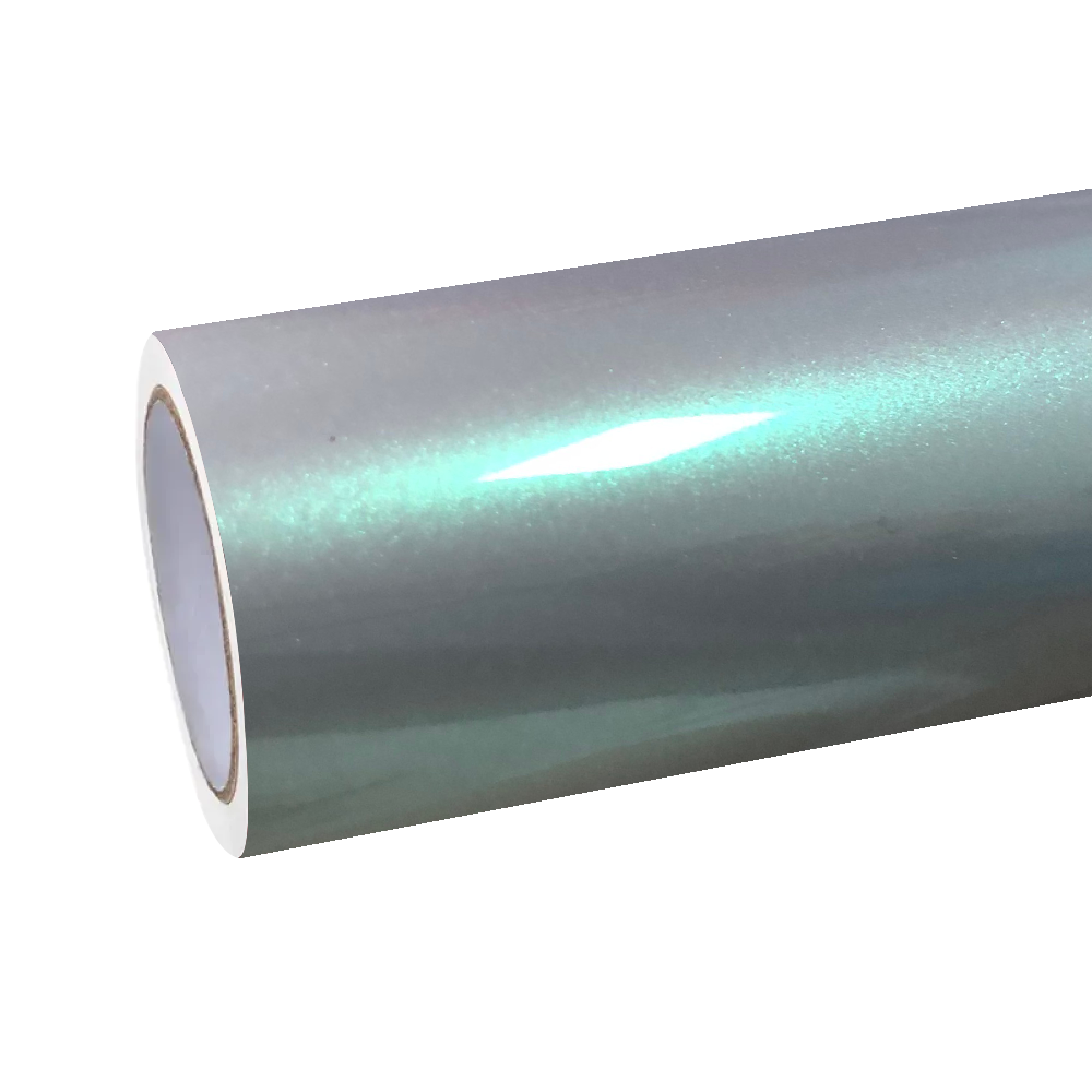 Ultra Gloss Metallic Chameleon Silver Green Car Vinyl Wrap PET