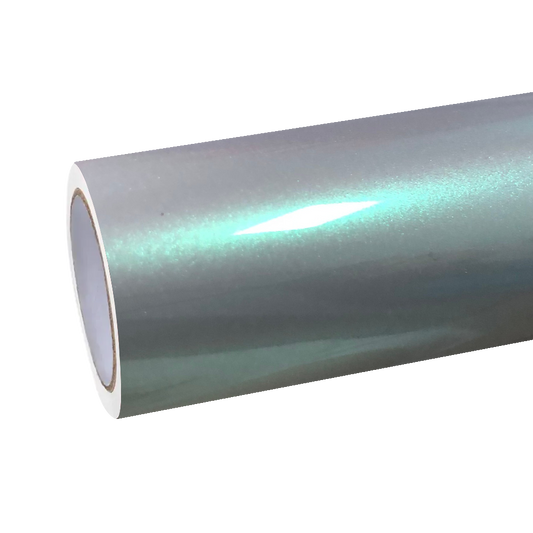 Ultra Gloss Metallic Chameleon Silver Green Car Vinyl Wrap PET