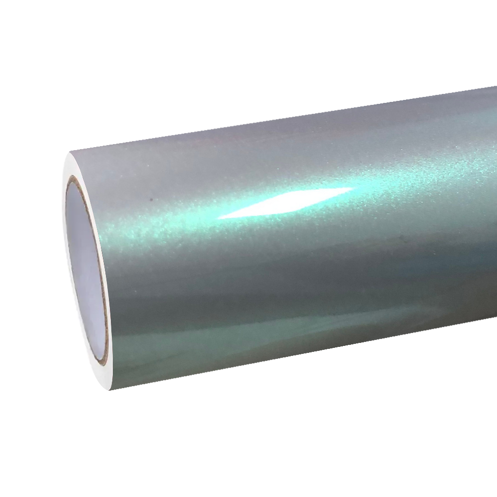 Ultra Gloss Metallic Chameleon Silver Green Car Vinyl Wrap PET