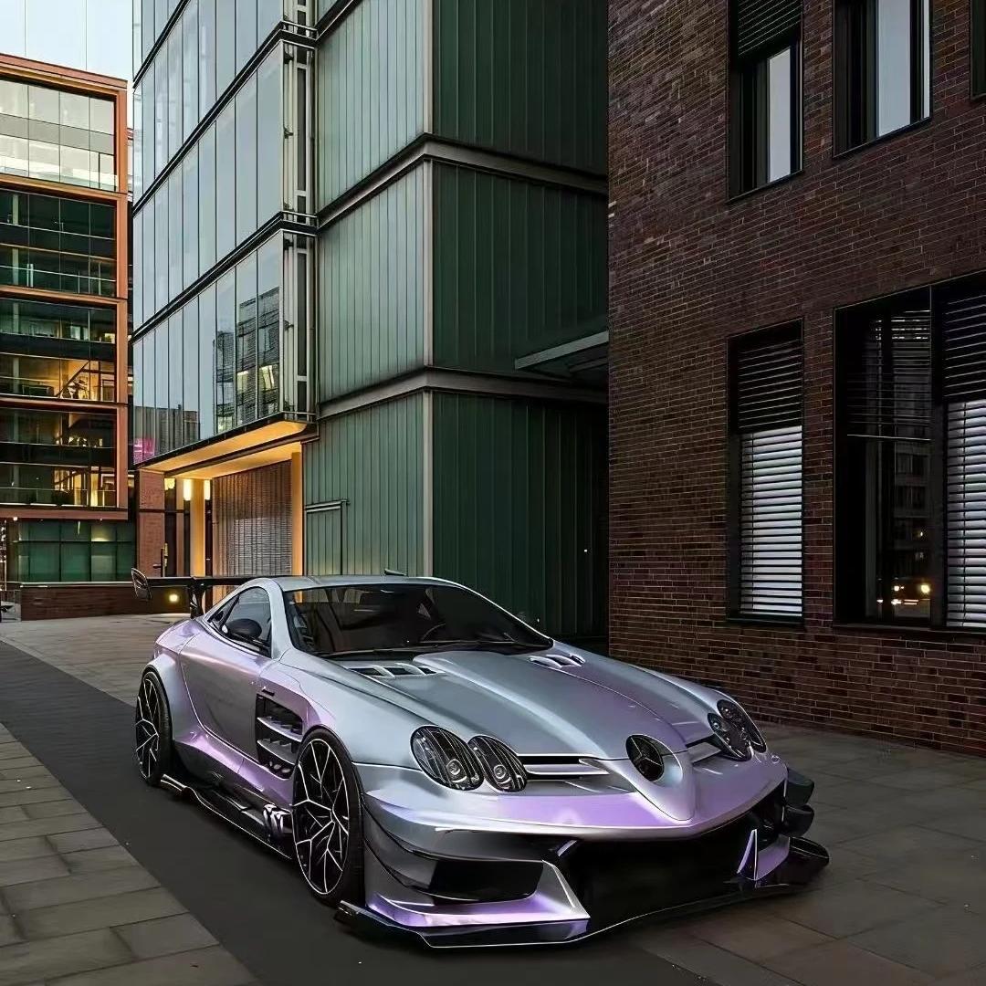Ultra Gloss Metallic Chameleon Silver Purple Car Vinyl Wrap PET