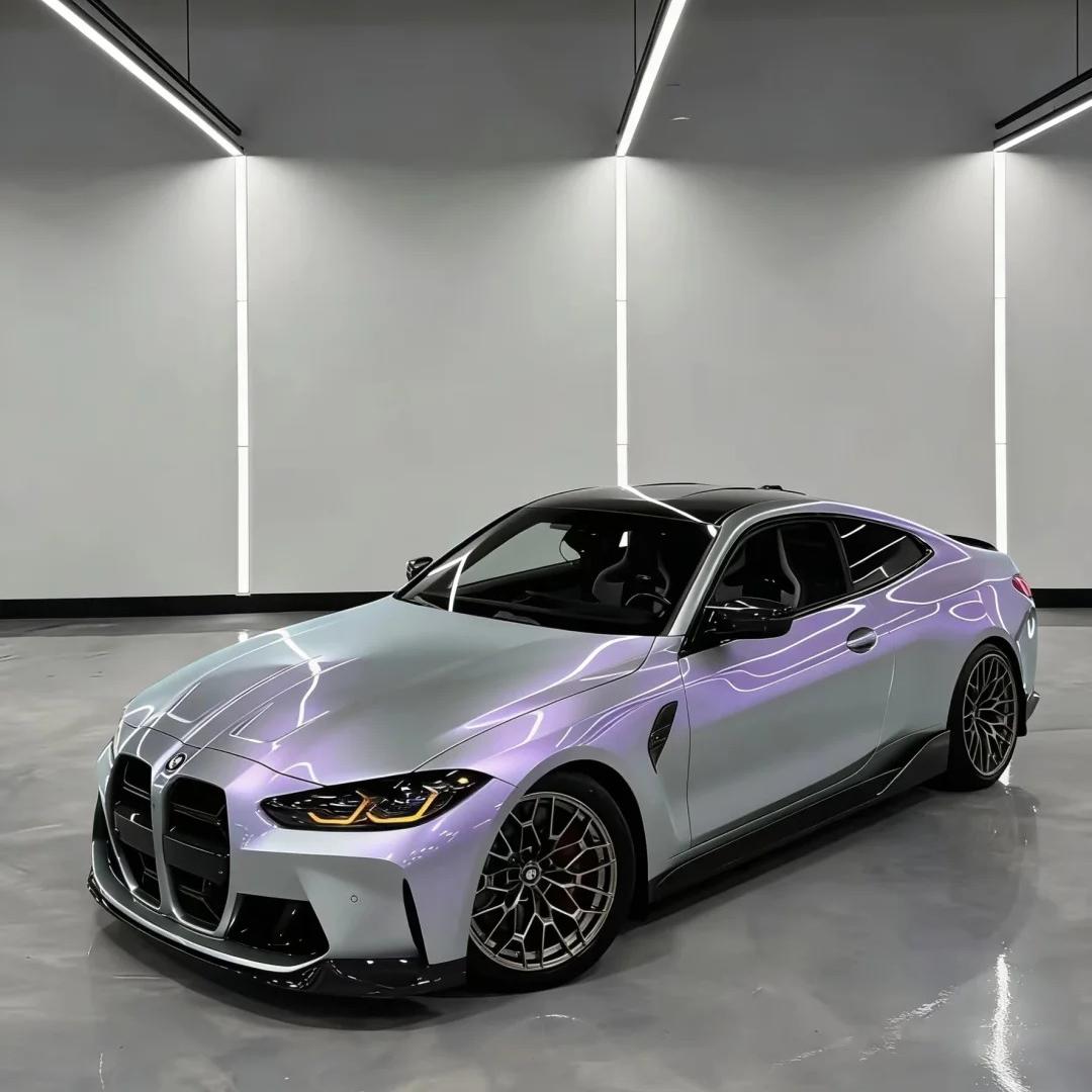 Ultra Gloss Metallic Chameleon Silver Purple Car Vinyl Wrap PET product image 5 - Veloro color shift vinyl wrap