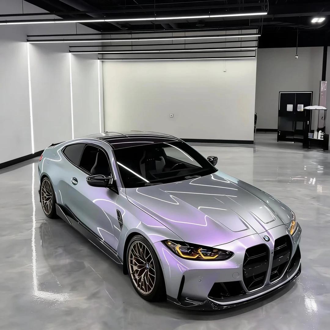 Ultra Gloss Metallic Chameleon Silver Purple Car Vinyl Wrap PET product image 4 - Veloro color shift vinyl wrap