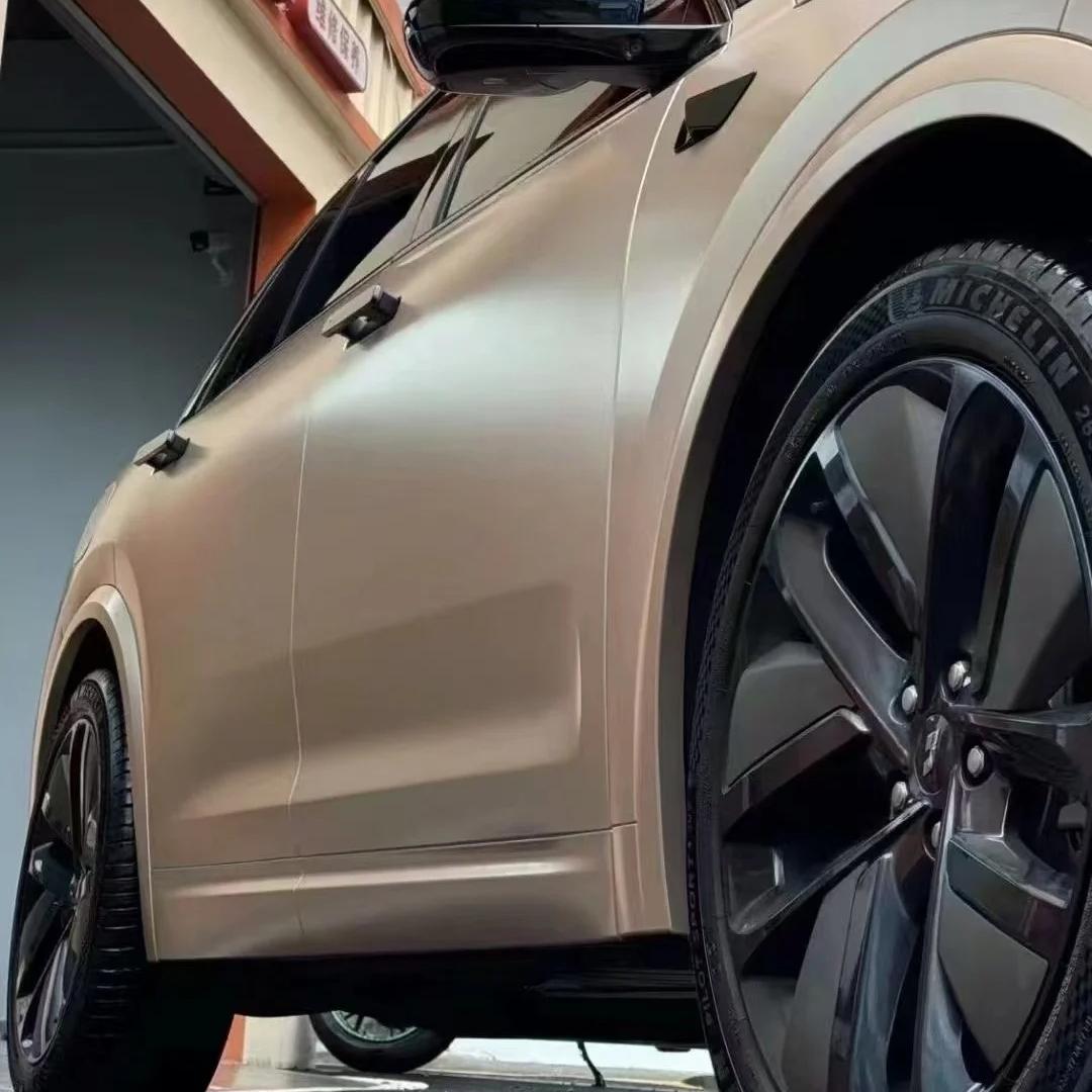 Matte Satin Metallic Champagne Gold Car Wrap PET product image 3 - Veloro matte vinyl wrap