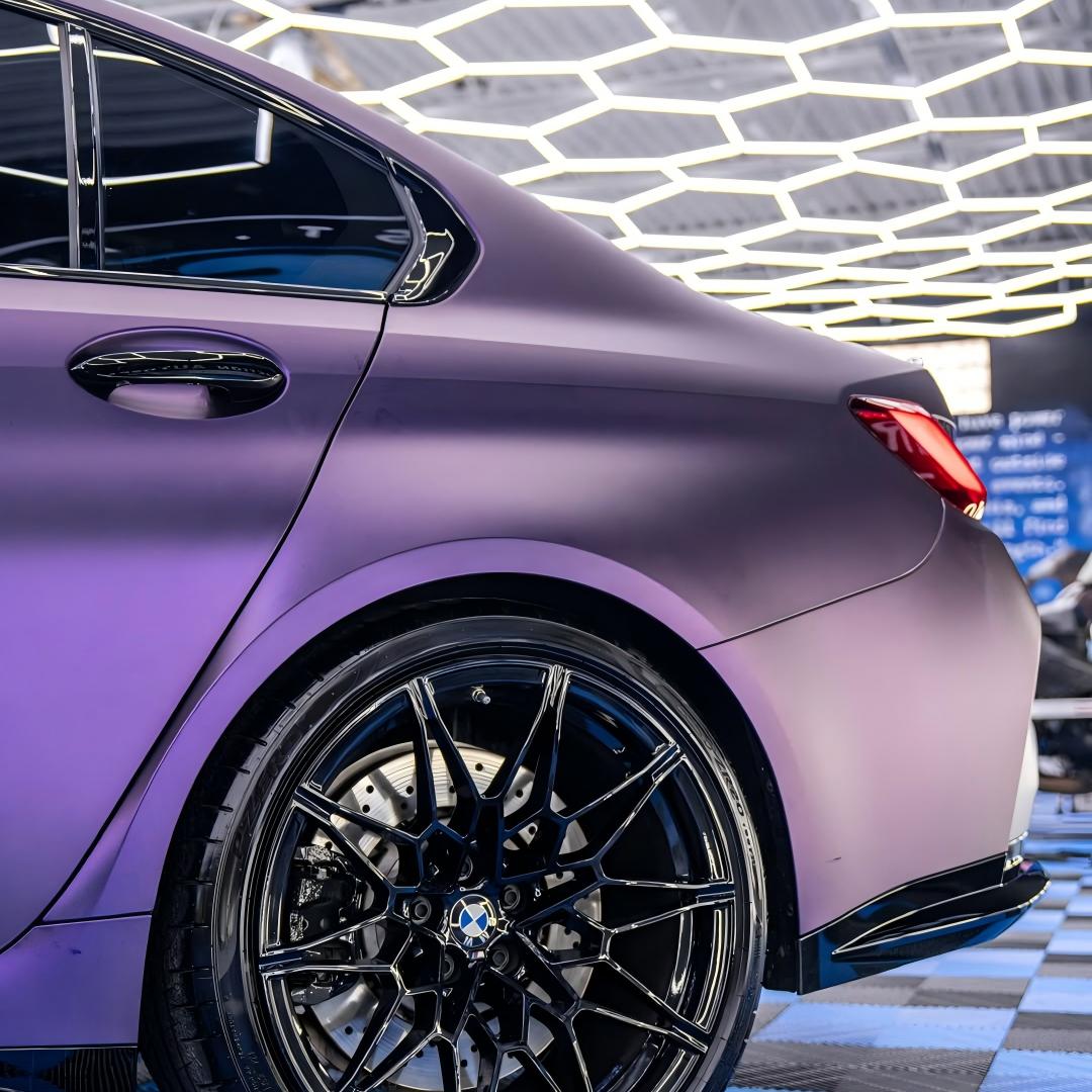 Ultra Matte Metallic Dark Purple Car Vinyl Wrap PET product image 5 - Veloro matte vinyl wrap