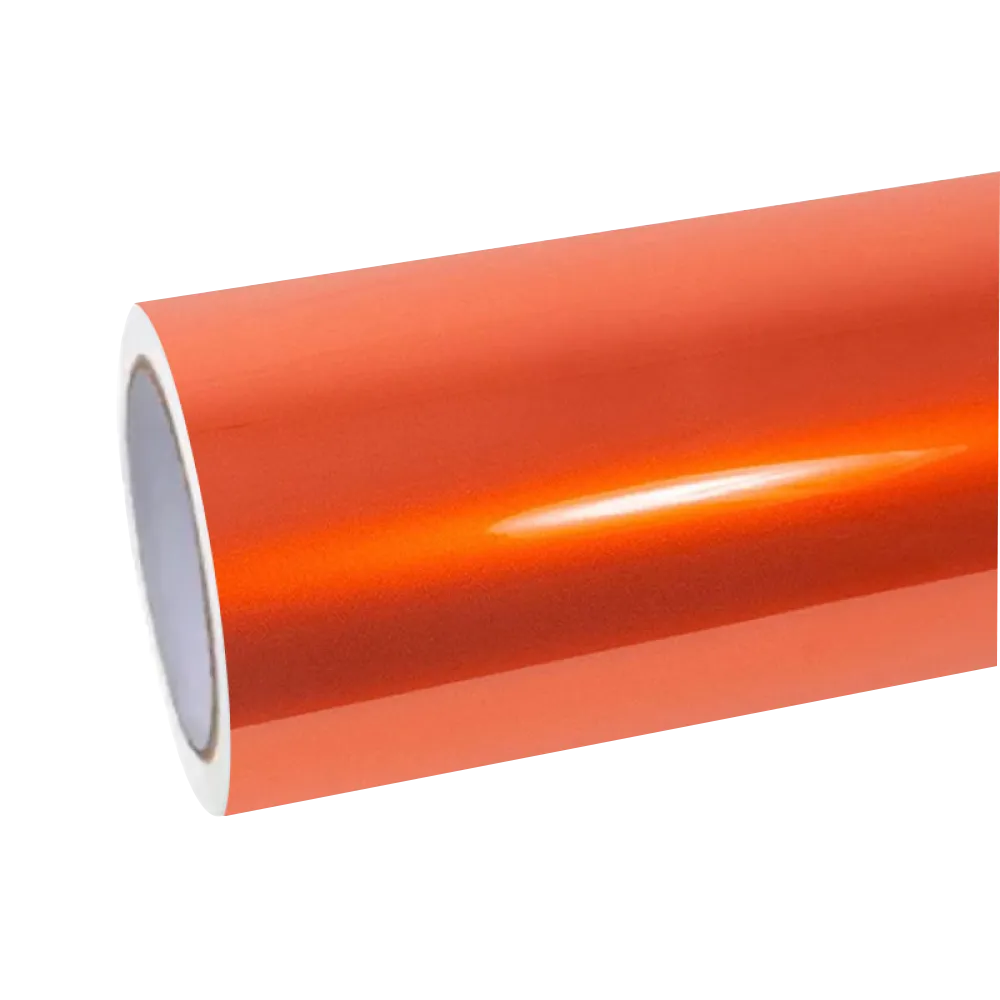 Gloss Metallic Fiery Orange Car Vinyl Wrap PET