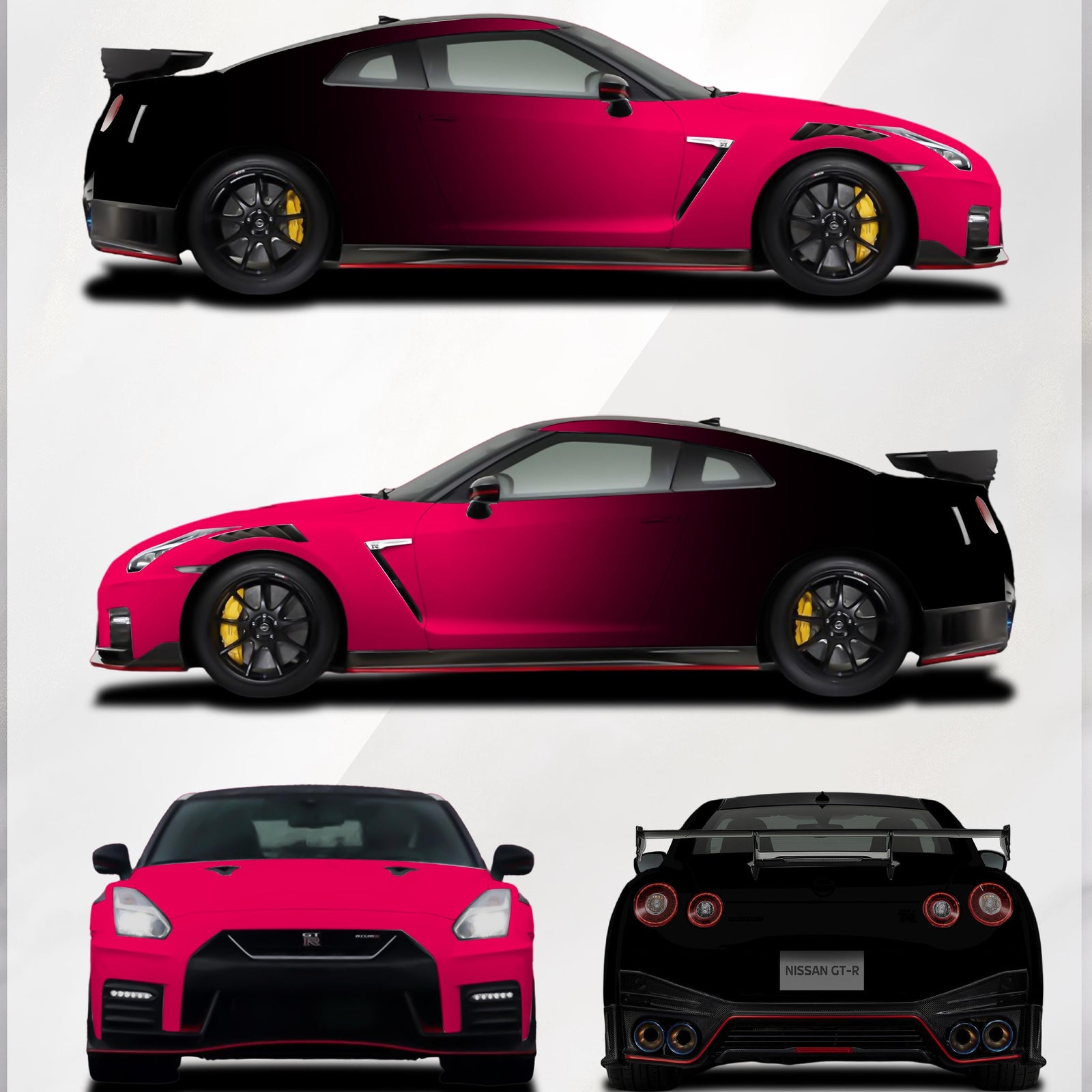 Matte Fluorescent Pink To Black Gradient Custom Car Wrap product image 8 - Veloro matte vinyl wrap