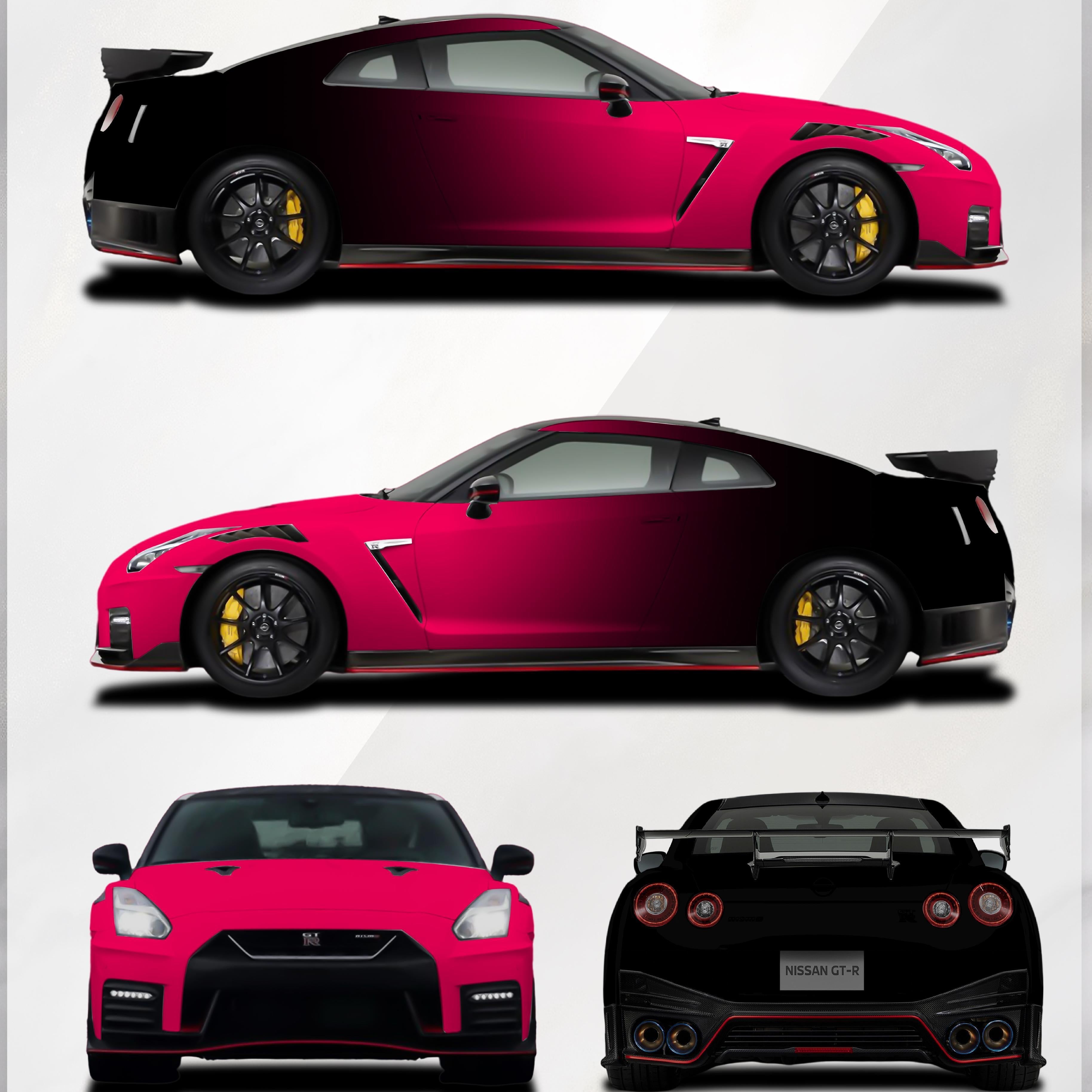 Matte Fluorescent Pink To Black Gradient Custom Car Wrap product image 8 - Veloro matte vinyl wrap