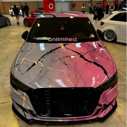 Pink to Gray Gradient Custom Marble Vinyl Wrap product image 5 - Veloro automotive vinyl wrap