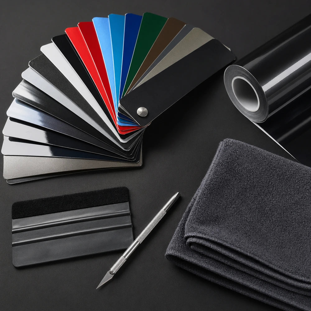 Vinyl wrap samples and tools by Veloro