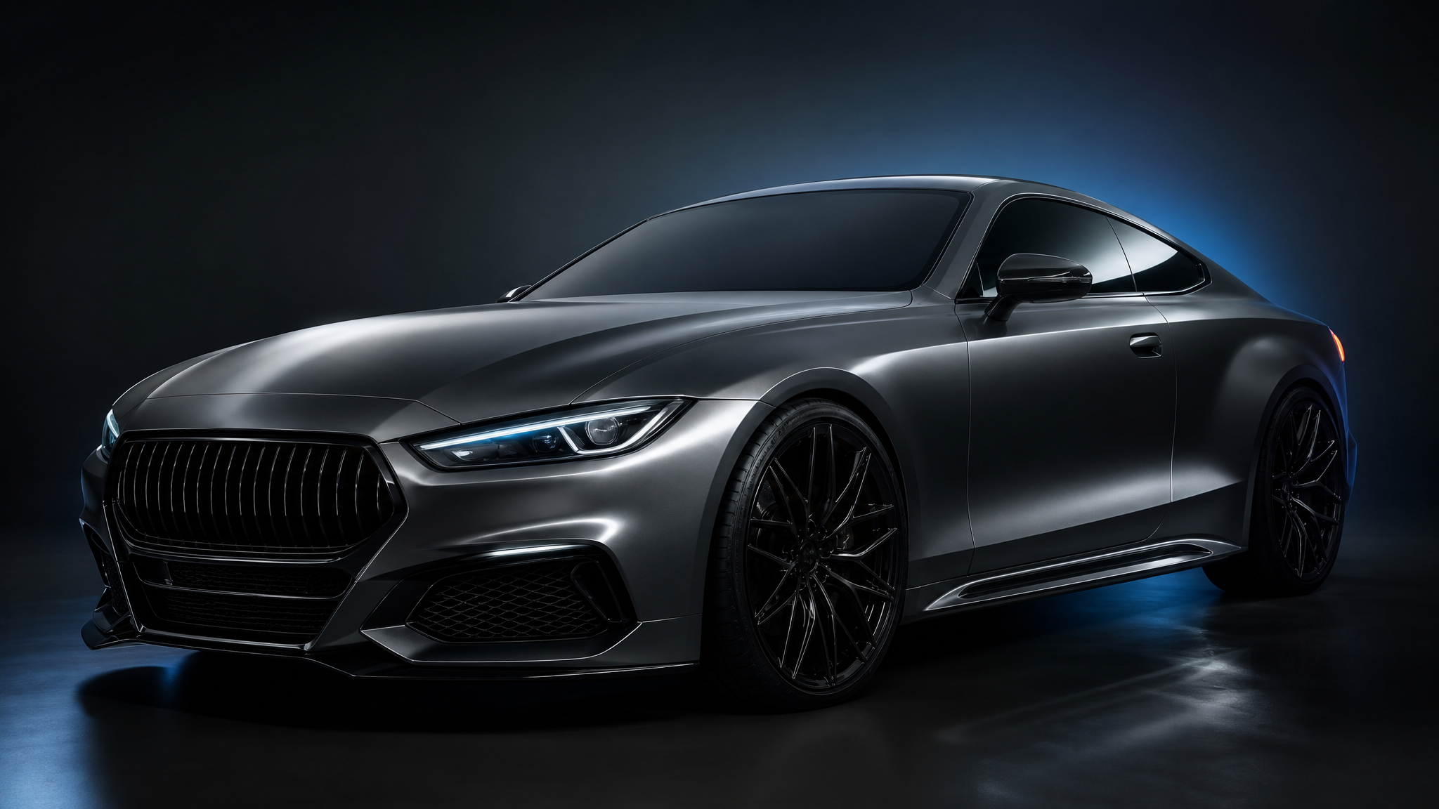 Premium wrapped car with clean body lines and glossy reflections